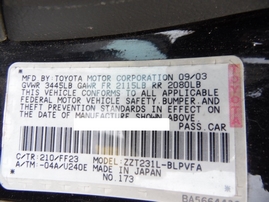 2004 TOYOTA CELICA GTS BLACK 1.8L AT Z17672